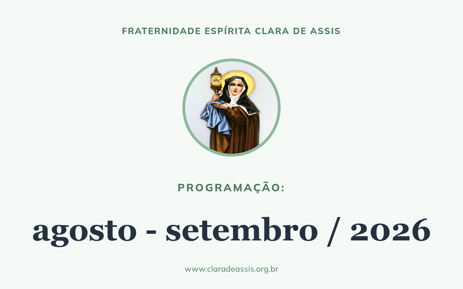 Programação de agosto e setembro de 2026